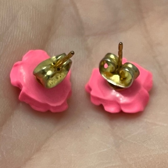 Pink Rose Stud Earrings - Picture 4 of 5
